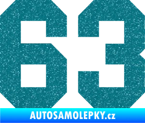 Samolepka Startovní číslo 63 Ultra Metalic tyrkysová