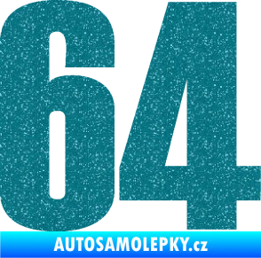 Samolepka Startovní číslo 64 typ 2    Ultra Metalic tyrkysová