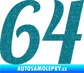 Samolepka Startovní číslo 64 typ 3 Ultra Metalic tyrkysová