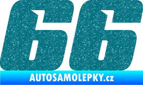 Samolepka Startovní číslo 66 typ 6 Ultra Metalic tyrkysová