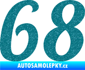 Samolepka Startovní číslo 68 typ 3 Ultra Metalic tyrkysová