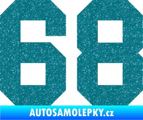 Samolepka Startovní číslo 68 Ultra Metalic tyrkysová