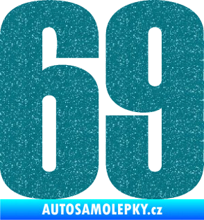 Samolepka Startovní číslo 69 typ 2        Ultra Metalic tyrkysová