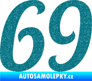 Samolepka Startovní číslo 69 typ 3 Ultra Metalic tyrkysová