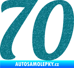 Samolepka Startovní číslo 70 typ 3  Ultra Metalic tyrkysová