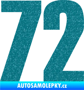 Samolepka Startovní číslo 72 typ 2   Ultra Metalic tyrkysová