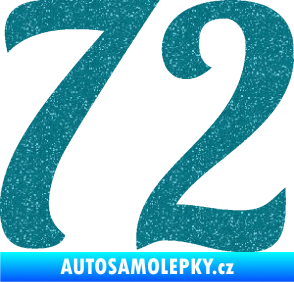 Samolepka Startovní číslo 72 typ 3   Ultra Metalic tyrkysová