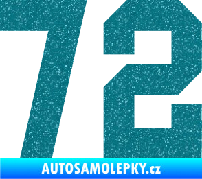 Samolepka Startovní číslo 72 Ultra Metalic tyrkysová