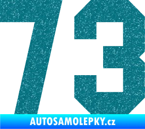 Samolepka Startovní číslo 73 Ultra Metalic tyrkysová