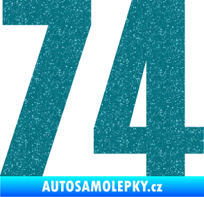 Samolepka Startovní číslo 74 typ 2     Ultra Metalic tyrkysová