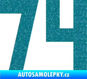 Samolepka Startovní číslo 74 Ultra Metalic tyrkysová
