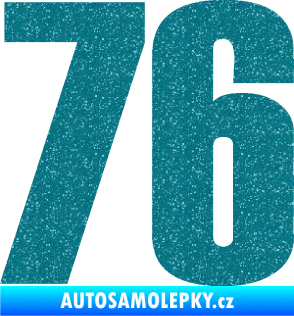 Samolepka Startovní číslo 76 typ 2       Ultra Metalic tyrkysová