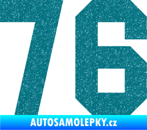 Samolepka Startovní číslo 76 Ultra Metalic tyrkysová