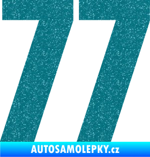 Samolepka Startovní číslo 77 typ 2        Ultra Metalic tyrkysová