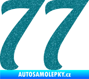 Samolepka Startovní číslo 77 typ 3   Ultra Metalic tyrkysová