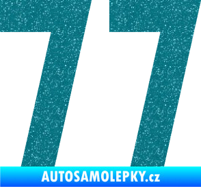 Samolepka Startovní číslo 77 Ultra Metalic tyrkysová