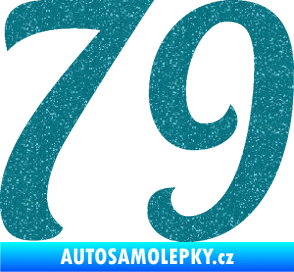 Samolepka Startovní číslo 79 typ 3   Ultra Metalic tyrkysová