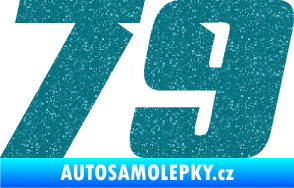 Samolepka Startovní číslo 79 typ 6 Ultra Metalic tyrkysová