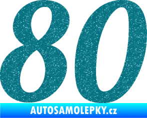 Samolepka Startovní číslo 80 typ 3   Ultra Metalic tyrkysová