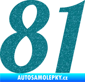 Samolepka Startovní číslo 81 typ 3   Ultra Metalic tyrkysová