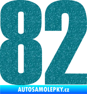 Samolepka Startovní číslo 82 typ 2  Ultra Metalic tyrkysová