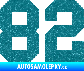 Samolepka Startovní číslo 82 Ultra Metalic tyrkysová