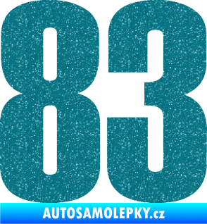 Samolepka Startovní číslo 83 typ 2   Ultra Metalic tyrkysová