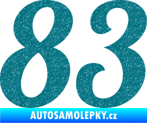 Samolepka Startovní číslo 83 typ 3   Ultra Metalic tyrkysová