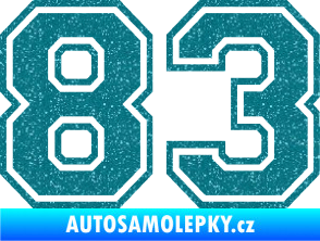 Samolepka Startovní číslo 83 typ 4 Ultra Metalic tyrkysová