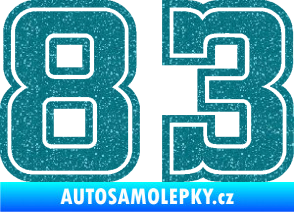 Samolepka Startovní číslo 83 typ 5 Ultra Metalic tyrkysová