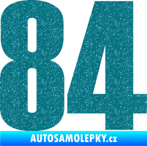 Samolepka Startovní číslo 84 typ 2    Ultra Metalic tyrkysová