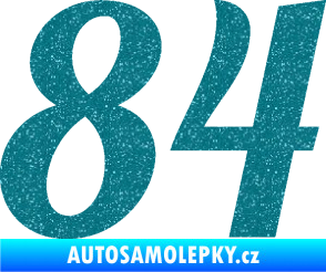 Samolepka Startovní číslo 84 typ 3  Ultra Metalic tyrkysová