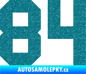 Samolepka Startovní číslo 84 Ultra Metalic tyrkysová