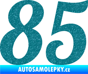 Samolepka Startovní číslo 85 typ 3   Ultra Metalic tyrkysová