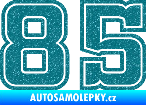 Samolepka Startovní číslo 85 typ 5 Ultra Metalic tyrkysová