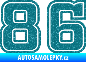 Samolepka Startovní číslo 86 typ 5 Ultra Metalic tyrkysová