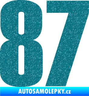 Samolepka Startovní číslo 87 typ 2       Ultra Metalic tyrkysová