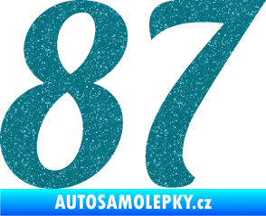 Samolepka Startovní číslo 87 typ 3   Ultra Metalic tyrkysová