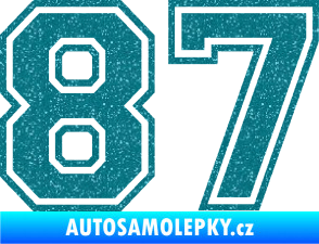Samolepka Startovní číslo 87 typ 4 Ultra Metalic tyrkysová