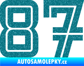 Samolepka Startovní číslo 87 typ 7 Ultra Metalic tyrkysová