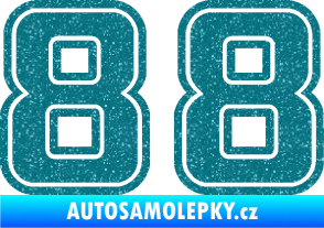 Samolepka Startovní číslo 88 typ 5 Ultra Metalic tyrkysová