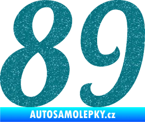 Samolepka Startovní číslo 89 typ 3  Ultra Metalic tyrkysová