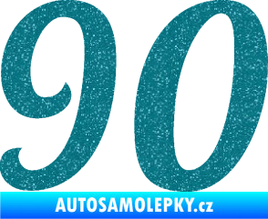 Samolepka Startovní číslo 90 typ 3   Ultra Metalic tyrkysová