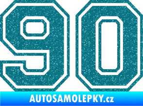 Samolepka Startovní číslo 90 typ 4 Ultra Metalic tyrkysová