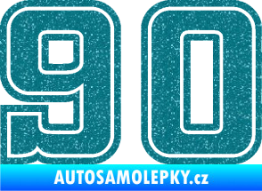 Samolepka Startovní číslo 90 typ 5 Ultra Metalic tyrkysová