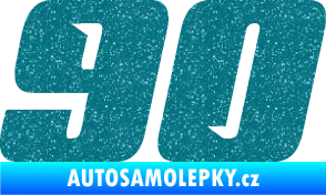 Samolepka Startovní číslo 90 typ 6 Ultra Metalic tyrkysová