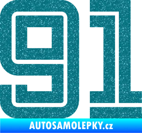 Samolepka Startovní číslo 91 typ 7 Ultra Metalic tyrkysová
