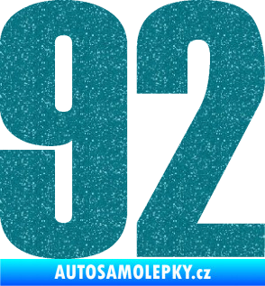 Samolepka Startovní číslo 92 typ 2  Ultra Metalic tyrkysová