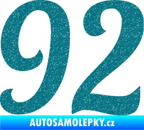 Samolepka Startovní číslo 92 typ 3   Ultra Metalic tyrkysová