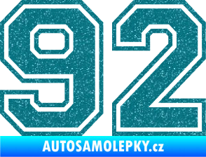 Samolepka Startovní číslo 92 typ 4 Ultra Metalic tyrkysová
